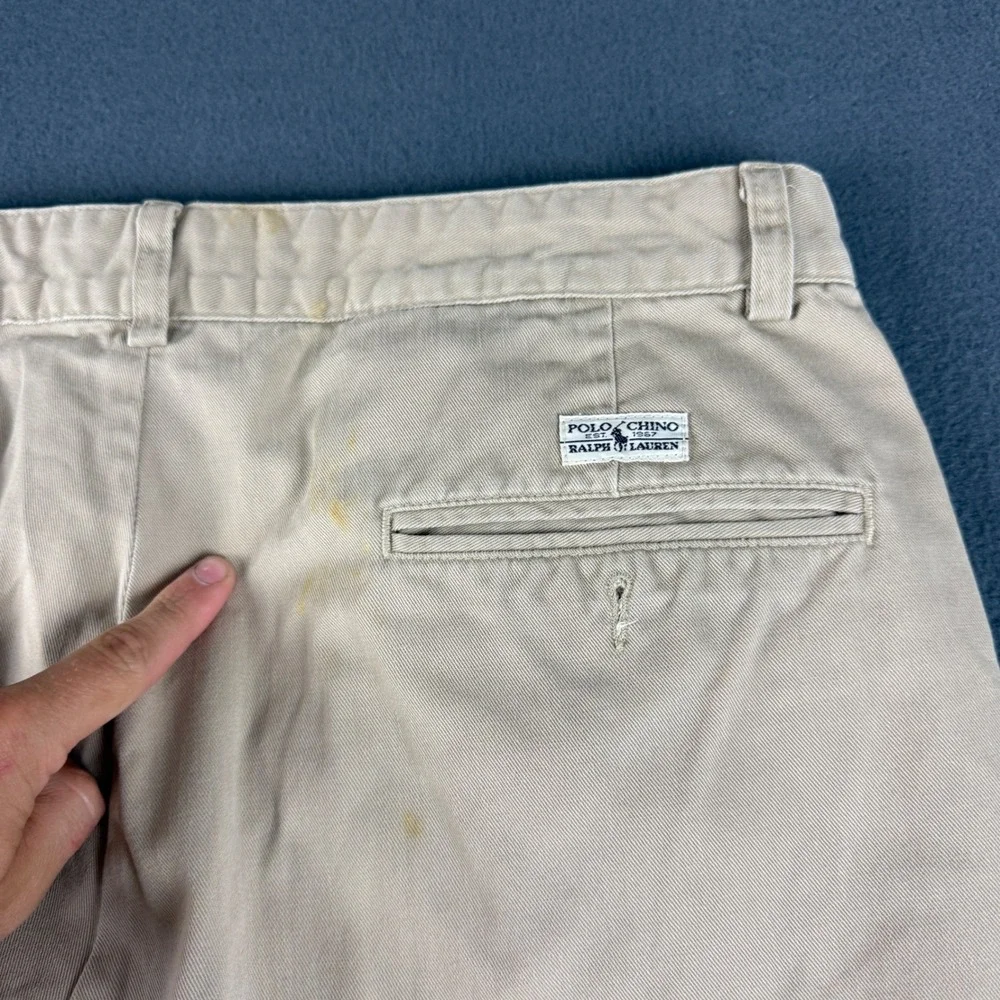 Vintage USA Polo Ralph Lauren Pants Mens 34x31 (Fits 33x30) Beige Double Pleated